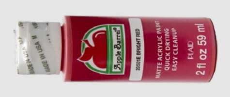 2 fluid ounce bottle of Bright Red Matte Acrylic Paint